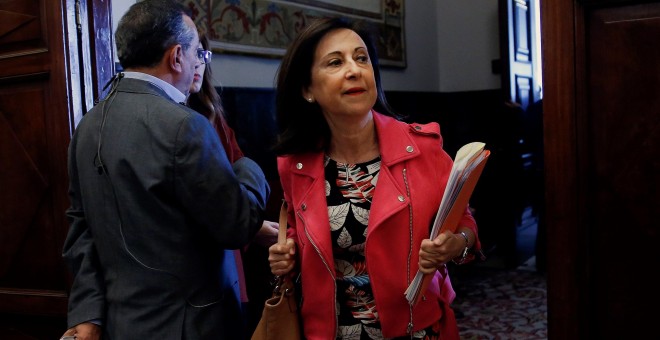 La portavoz del Grupo Socialista en el Congreso de los Diputados, Margarita Robles, tras la reunión de la Junta de Portavoces.EFE/Mariscal