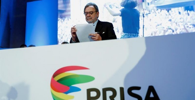 Juan Luis Cebrián, en la junta de accionistas de Prisa. EFE