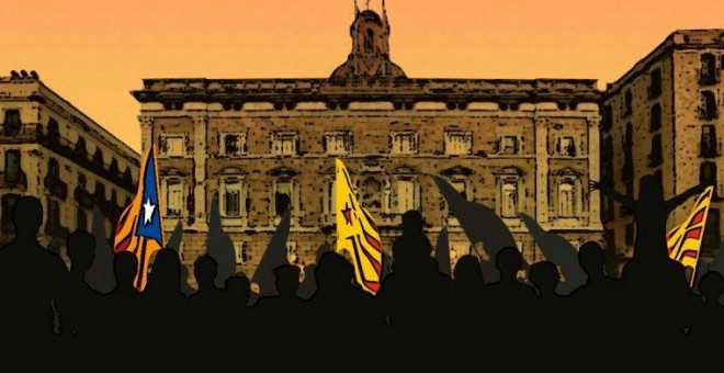 Cartel de la ANC para convocar a la celebración de la República en la plaça Sant Jaume.