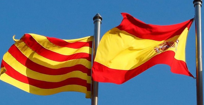 Banderas de España y Catalunya