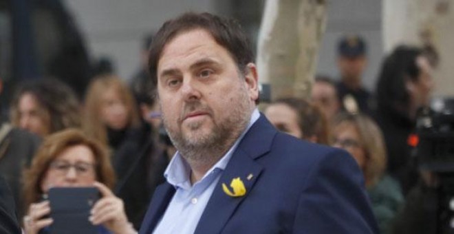 Oriol Junqueras, a su llegada a la Audiencia Nacional. / EFE