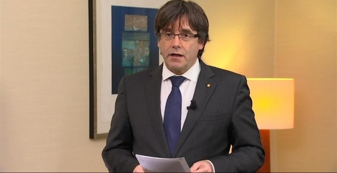 Puigdemont, durante su mensaje de vídeo.