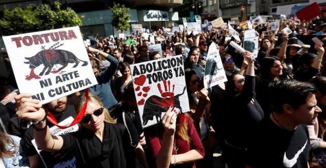 Una protesta contra los espectáculos taurinos. EFE