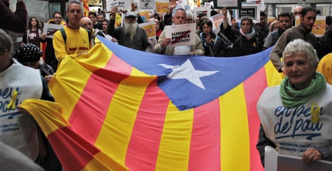 Imagen de la manifestación en Palma por la 'Libertad presos políticos'. E.P.