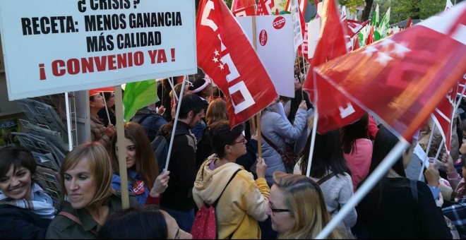 Una concentración de trabajadores de la sanidad privada en Madrid, el pasado octubre.- CCOO
