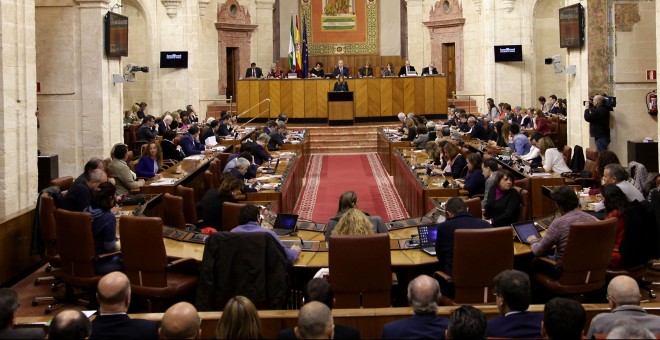 El Salón de Plenos, al inicio del Debate sobre el estado de la Comunidad Autónoma de Andalucía