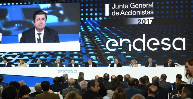 El presidente de Endesa, Borja Prado, en la última junta de accionistas de la eléctrica. EFE