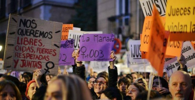 Protesta en Madrid los 'abusos patriarcales' en el juicio contra 'la Manada'. - ATLAS