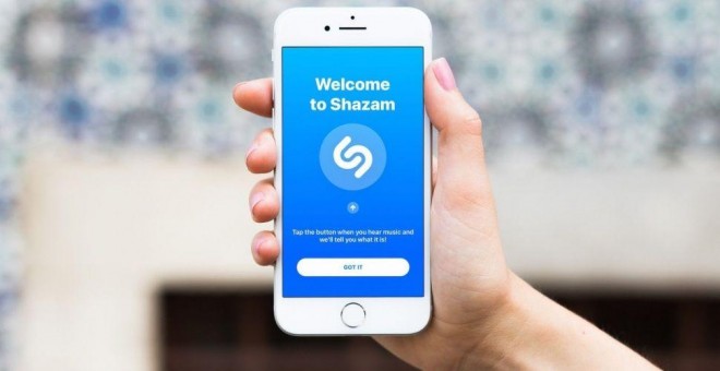 La aplicación Shazam, en un IPhone de Apple.