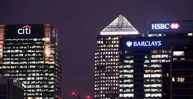 las oficinas de los bancos Citi, Barclays, y HSBC en Canary Wharf, el distrrito financiero de Londres. REUTERS/Toby Melville