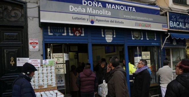 Administración de lotería 'Doña Manolita', en Madrid. /EFE