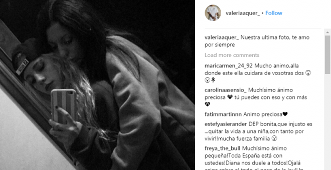 Publicación de Valeria Quer, hermana de Diana Quer./Instagram