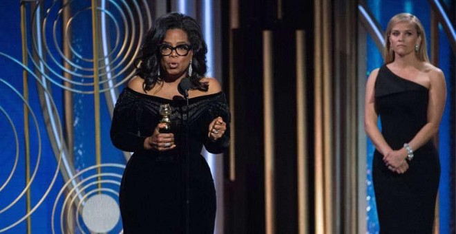 Oprah Winfrey durante su intenso discurso. | EFE