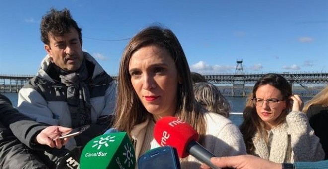 María Márquez, en declaraciones a los medios en Huelva.  EUROPA PRESS