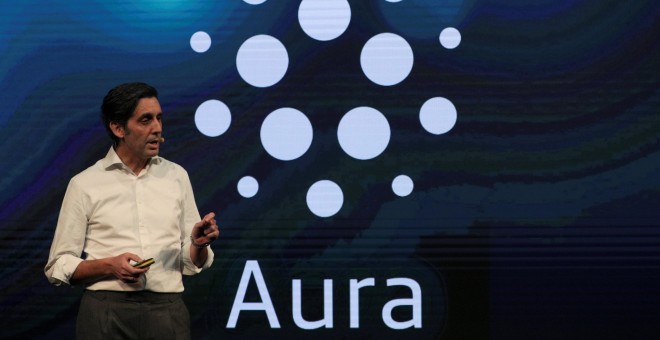 El presidente de Telefonica, Jose Maria Alvarez-Pallete, durante la presentación de Aura en Barcelona. REUTERS/Sergio Perez