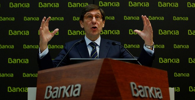 El presidente de Bankia, José Ignacio Goirigolzarri,durante su comparecencia ante los medios en la que presentó el Plan Estratégico 2018-2020 de la entidad. REUTERS/Susana Vera