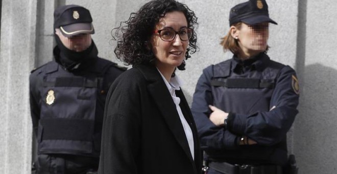 La secretaria general de ERC, Marta Rovira, a su salida del Tribunal Supremo tras su declaración del pasado 19 de febrero. EFE/Javier Lizón