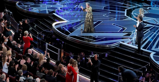 La actriz Frances McDormand durante su discurso al recoger el Oscar. /REUTERS