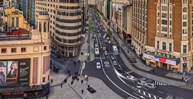 Simulación del aspecto que tendrá la nueva Gran Vía. Ayuntamiento de Madrid