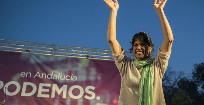 Teresa Rodríguez durante un mitin, en una imagen de archivo. EFE