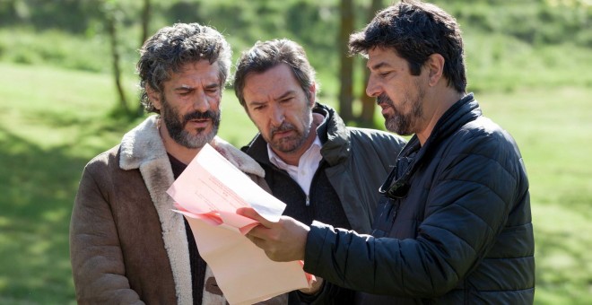 Leonardo Sbaraglia, Pere Arquillué y Pedro Casablanc en una escena de la serie 'Felix'. MOVISTAR +