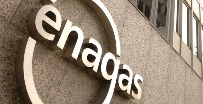 El logo de Enagás en su sede. E.P.