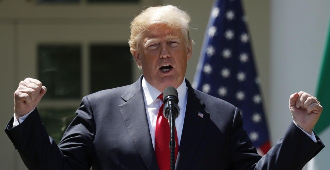 El presidente de EEUU, Donald Trump, en una rueda de prensa en la Casa Blanca. REUTERS/Kevin Lamarque