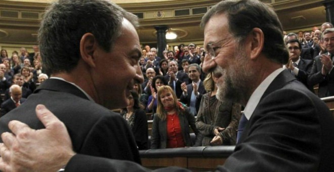 José Luis Rodríguez Zapatero y Mariano Rajoy en el Congreso. EFE/Archivo