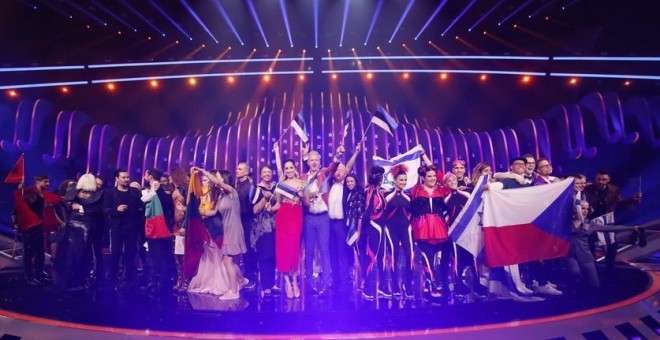 Los primeros finalistas de Eurovisión, sobre el escenario del Altice Arena de Lisboa. /Andres Putting