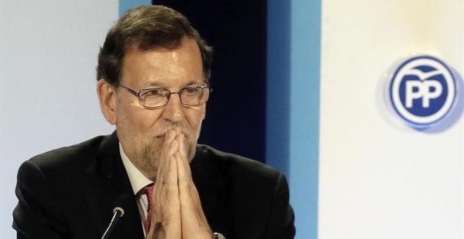 El presidente del Gobierno, Mariano Rajoy, en Génova. EFE/Archivo