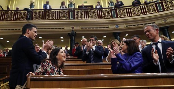 31/05/2018 El Secretario General del PSOE Pedro Sánchez, a su llegada al hemiciclo el día que se debate la moción de censura presentada por el PSOE en el Congreso de los Diputados.- EFE/J.J. Guillén