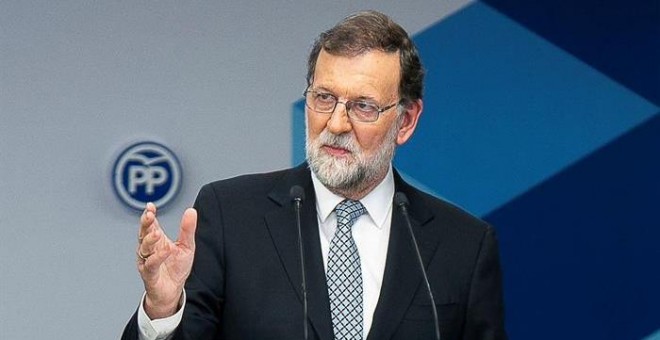 Fotografía facilitada por el PP, de su líder Mariano Rajoy, durante su intervención ante el Comité Ejecutivo Nacional. /EFE