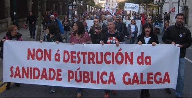 Manifestación en Santiago contra la 'privatización' de la sanidad pública gallega. E.P.