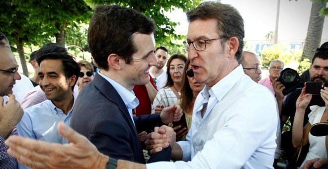 Casado y Feijóo, este sábado en A Coruña. EFE/Cabalar