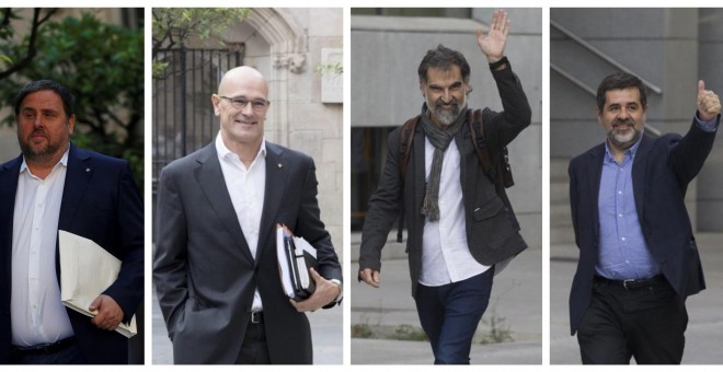 El exvicepresidente del Govern Oriol Junqueras, el exconseller Raül Romeva, el expresidente de la ANC Jordi Sánchez y el presidente de Omnium Cultural Jordi Cuixart.