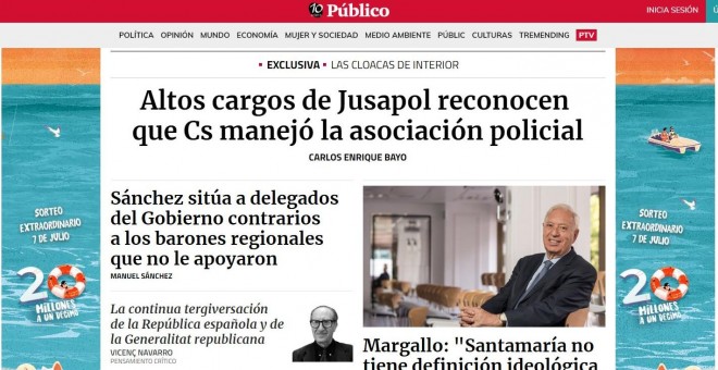 Portada de la web de Público