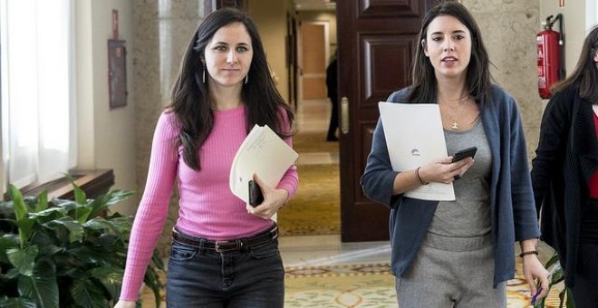 Ione Belarra e Irene Montero en el Congreso a la salida de una Junta de Portavoces / Dani Gago - PODEMOS