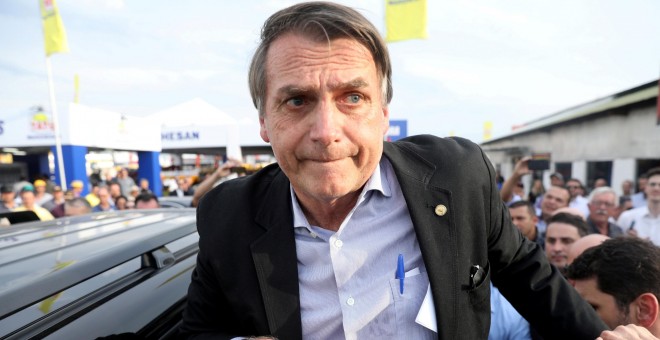 El candidato a la presidencia de Brasil por el partido (PSL), Jair Bolsonaro, durante un acto de campaña. - REUTERS