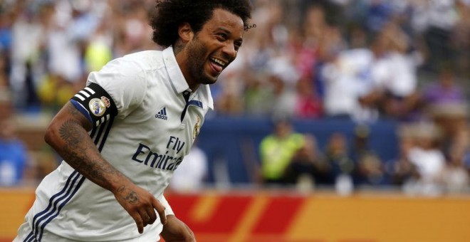 Marcelo celebrando un gol/EFE