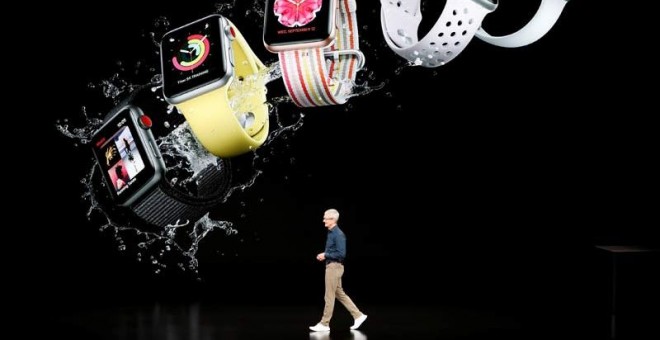 Tim Cook, el CEO of Apple durante la presentación en Cupertino de un reloj de la compañía. (REUTERS)