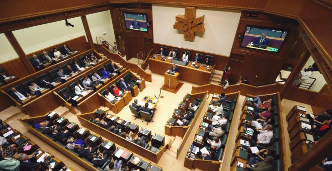 Vista general del Parlamento Vasco, en Vitoria, durante la intervención del lehendakari, Iñigo Urkullu, en el pleno de Política General. EFE/David Aguilar