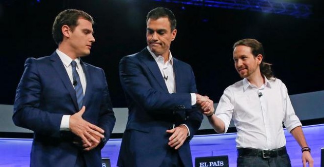 Albert Rivera, Pedro Sánchez y Pablo Iglesias. FOTO: JuanJo Martin/EFE