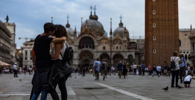 Turistas en la Plaza de San Marcos, Venecia. - AFP