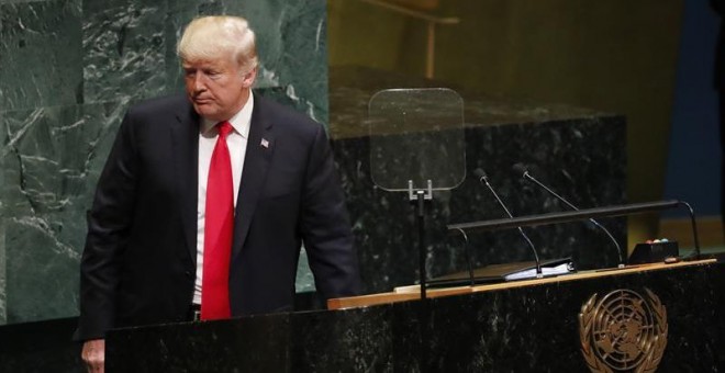 El presidente estadounidense, Donald Trump, durante la sesión de apertura del debate de alto nivel de la Asamblea General de Naciones Unidas. - EFE