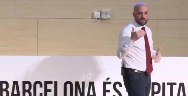 Jordi Graupera, aquest dijous, en l'acte de presentació de la seva candidatura a les primàries independentistes per a l'alcaldia de Barcelona. / Barcelona és capital.