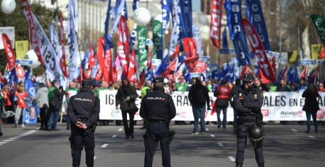 Imagen de una protesta de funcionarios de prisiones en Madrid en febrero de este año. - EFE