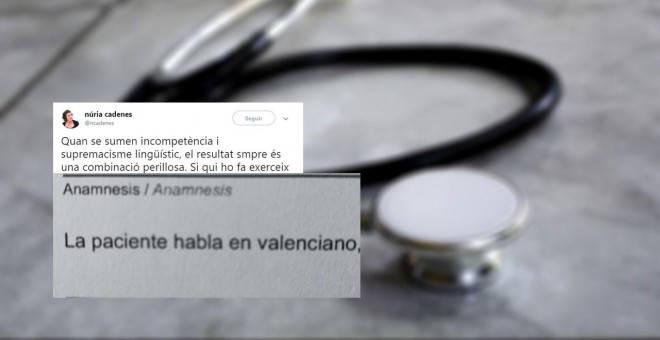 Imagen del parte médico de una paciente que denuncia discriminación lingüística en Valencia.