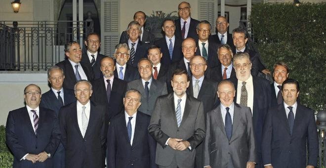 Cena de Rajoy con grandes empresarios del Ibex en Barcelona el 15 de septiembre de 2011. /EFE