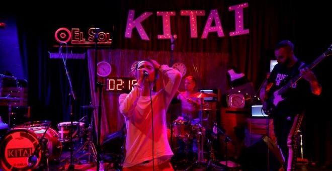 La banda de rock Kitai, durante el concierto de 24 horas en Madrid para batir el récord Guinness. / EFE