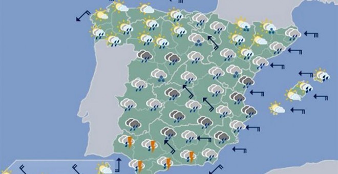 Mapa significativo facilitado por la Aemet válido para el 18/11/2018 de 12 a 24 horas. EFE